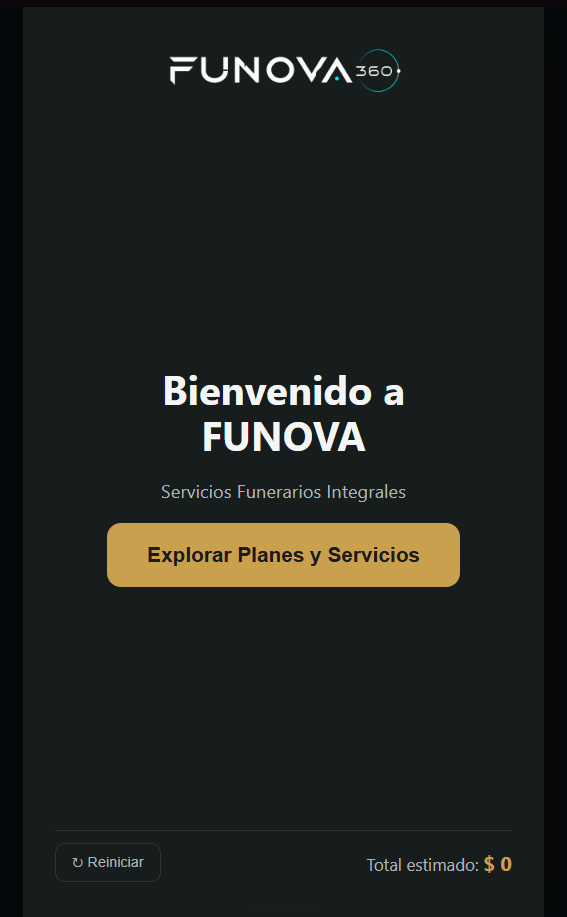 Pantalla de bienvenida del kiosco de autoatención FUNOVA°360